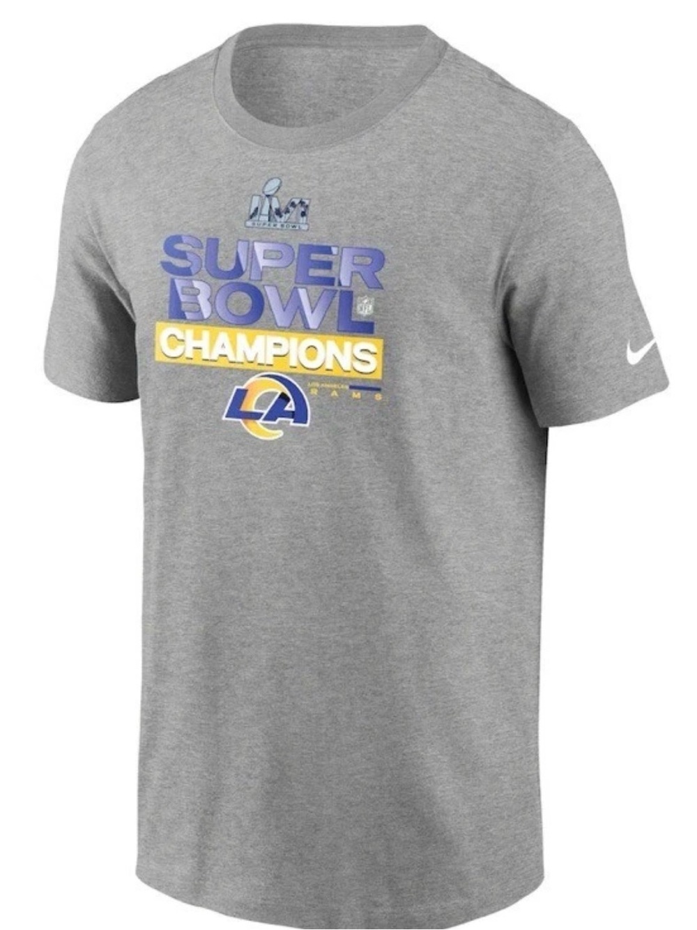 New Nike Los Angeles Rams NFL Super Bowl LVI Champions Gray T-Shirt  Size large